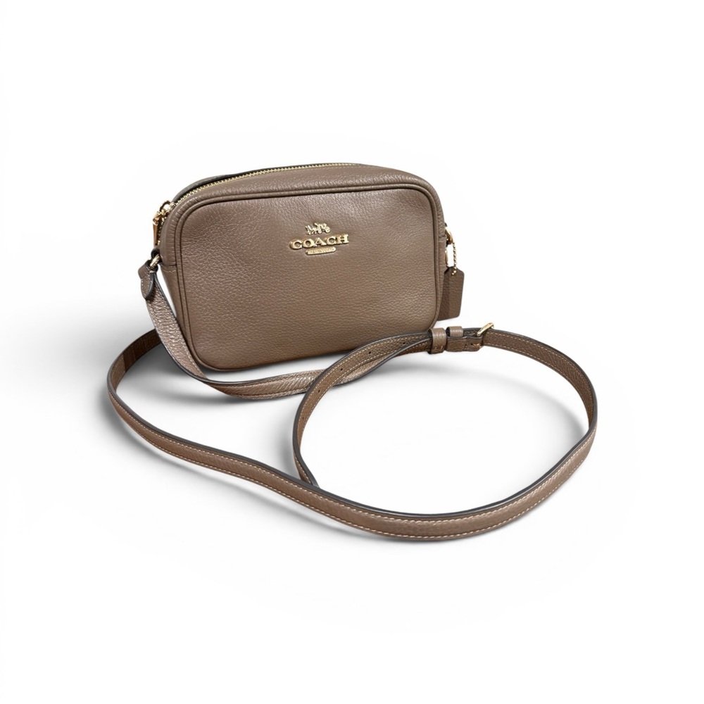 COACH Authentic Taupe Brown Pebbled Leather Crossbody Bag with Gold Hardware - Picture 13 of 16